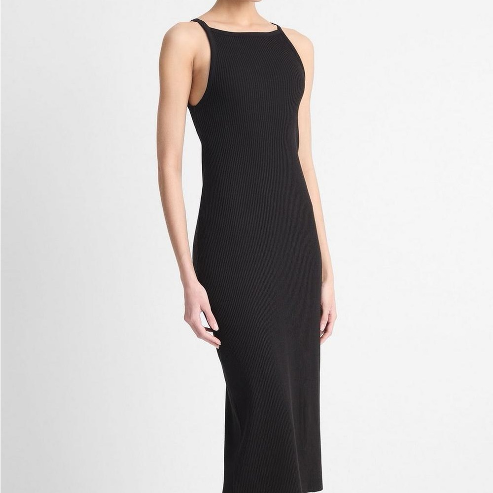 American Apparel Black Halter Sheath Maxi Dress